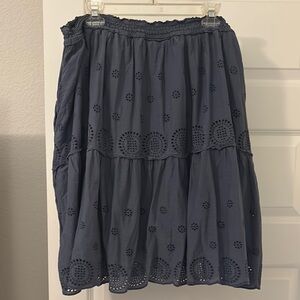 Lane Bryant Blue Eyelet Skirt scalloped hem SZ 18/20 plus size boho chic casual